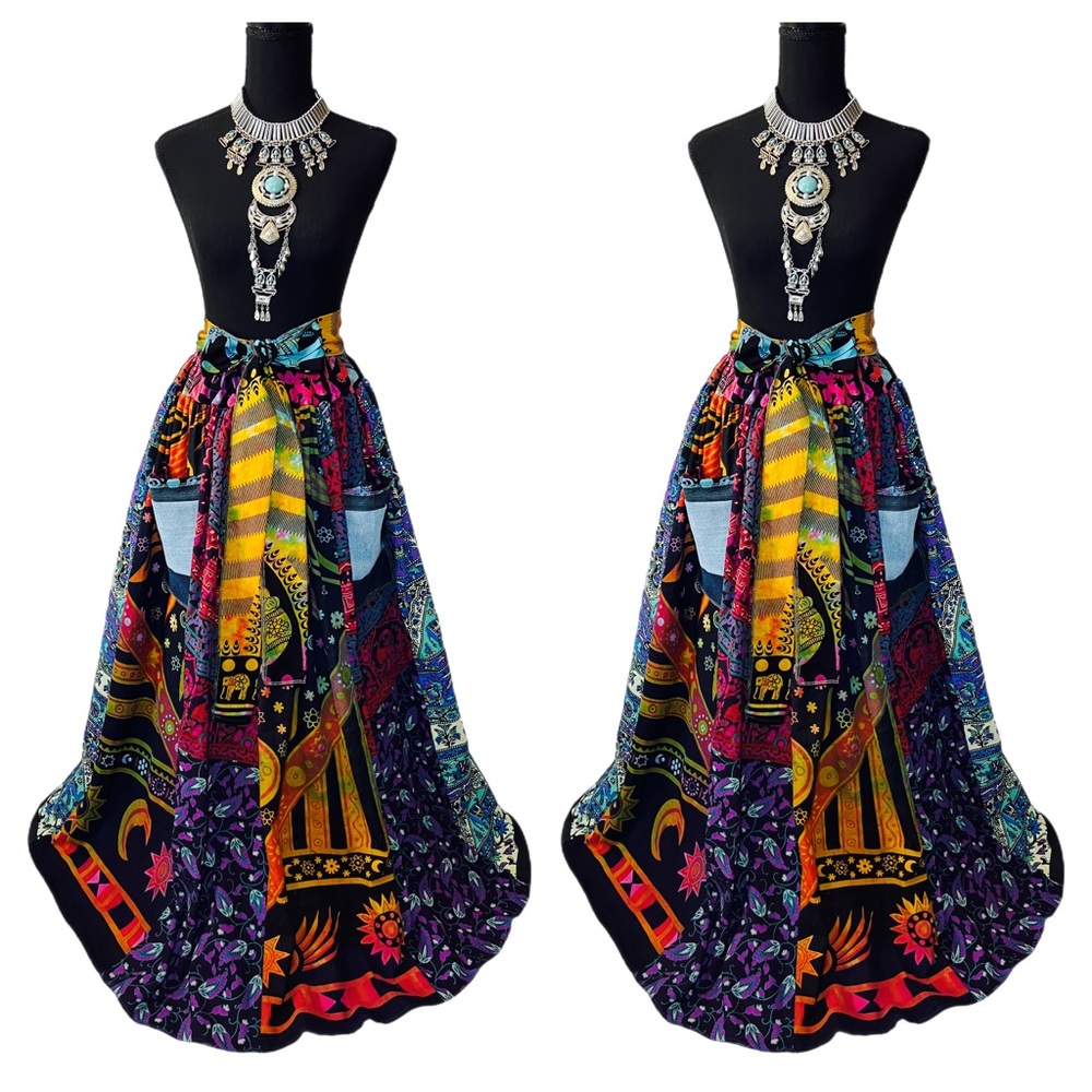 Boho Patchwork Maxi Skirt Handmade Boho Maxi Skirt